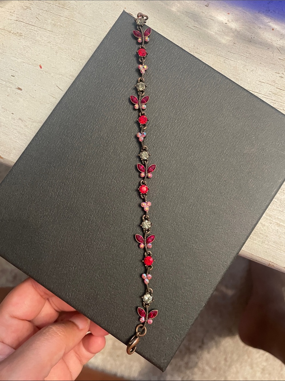 Delicate Pink & Red Butterfly Bracelet - Women Jewelry